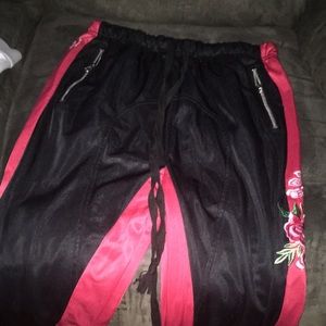 Red and black joggers